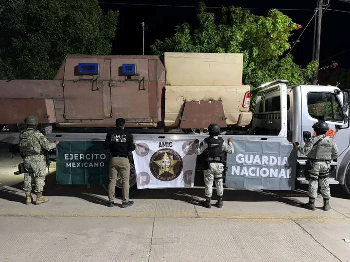 Mexican authorities seized two up-armored vehicles in Pitiquito, Sonora. Source: @MataSalas123