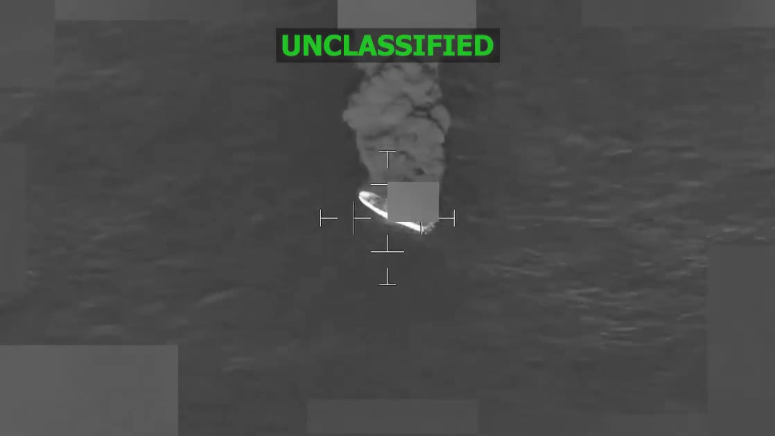 Southcom: On Dec. 17, at the direction of @SecWar Pete Hegseth, Joint Task Force Southern Spear conducted a lethal kinetic strike on a vessel operated by a Designated Terrorist Organizations in international waters. Intelligence confirmed that the vessel was transiting along a known narco-trafficking route in the Eastern Pacific and was engaged in narco-trafficking operations. A total of four male narco-terrorists were killed, and no U.S. military forces were harmed. 
